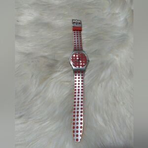 Swatch Red and White Polka Dot Watch